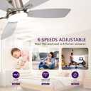 FUMLTP 52 inch Ceiling Fans with Lights, Flush Mount Ceiling Fan with Light and Remote/APP Control, DC Motor, Dimmable LED, Noiseless, Low Profile Ceiling Fan for Bedroom Indoor/Outdoor Use (Nickel)
