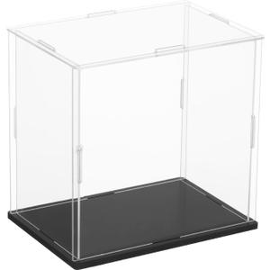 uxcell Acrylic Clear Display Case for Collectibles Self-Assemble Display Boxes, Black Base Dustproof Countertop Storage Box for Collectibles Action Figures, 5.9 x 3.9 x 5.9 Inch