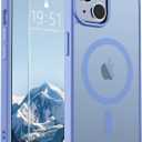 SUPFINE Magnetic for iPhone 15 Case (Compatible with MagSafe) (Military Grade Drop Protection) Slim Translucent Matte Shockproof with Anti-Fingerprint Phone Case, Blue Purple