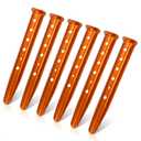 Aluminum Tent Stakes 6-Pack - 12.6 in Sand Stakes for Tents, U-Shaped High-Visibility Orange Tent Stake Set, Rust-Resistant Stakes for Tent Camping, Canopies on Soft Ground, Sand, Beach & Summer Trips