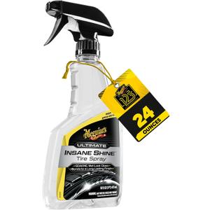 Meguiar's Ultimate Insane Shine Tire Spray - Premium Tire Dressing that Delivers a Lasting High Gloss Wet Look and is Easy to Use; Advanced Tire Shine that Bonds for a Long-Lasting Finish, 16 Oz Spray