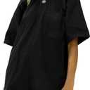 LTSCNRM Tee Rompers for Women Oversized Jumpsuits Overalls One Piece Hot Shot Short Sleeve Back U Neck Pockets Activewear (Large, Black)