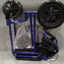 Medline Lightweight Foldable Transport Wheelchair with Handbrakes and 12-Inch Wheels, Blue Frame, Black Upholstery