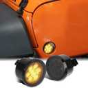 Turn Signal Lights Smoked Lens Compatible with 2007-2018 JK JKU Unlimited Amber LED Front Indicator Blinker Grill Parking Lamp without DRL Halo(1 Pair)