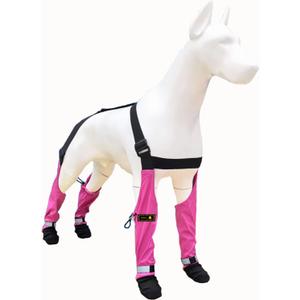 yucca Rubber Dog Boots for Paws, Easy-On Pet Suspender Boot Leggings, Anti Slip Dog Socks, Reusable Waterproof Dogs Booties, Protect Paws from Rain, Snow, Slush, and Snow Melt Large