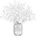 14PCS White Eucalyptus Artificial Faux Flowers for Decoration - Fake Silk Stems in Vase Christmas Holiday Winter Wedding Home Decor