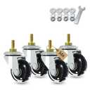 AXL M6-1.0 Threaded Stem Caster Wheels, 40mm (1.5 Inch) Inline Skate Style PU Swivel Casters, M6 Threaded Stem Caster Wheels for Tier Rolling Cart, Shelf, Furniture, Trolley (Set of 4, No Noise)