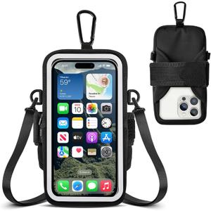Running Phone Holder, Cell Phone Armband, Clear Crossbody Phone Pouch Purse with Adjustable Strap, Arm Bag with Carabiner, Fits iPhone 16/15/14 Pro Max & Galaxy S25 S24 S23[Up to 7.0 inch]