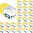 VCE UL Listed Cat6 RJ45 Keystone Jack Insert 25-Pack, 90 Degree Punch Down Keystone Jack Adapter Slim Profile Yellow