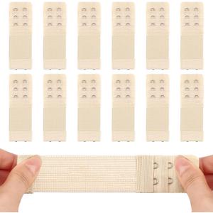 PEASUG 12 PCS Bra Extenders 2 Hooks, Bra Strap Extender, 2 Hook Bra Extenders for Women (Beige)
