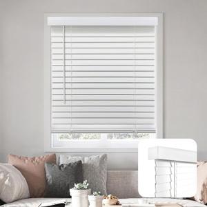 DEZ FURNISHINGS Cordless 2" Smooth Faux Wood Blind, 28.25" W x 72" H, Smooth White