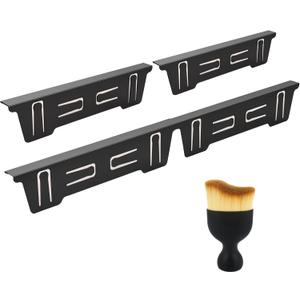 Adjustable Stainless Steel Stove Gap Covers, Expandable 13.827.6 Inch Heat-Resistant Filler with Cleaning Brush, Retractable Metal Counter Gap Cover for Electric & Gas Stoves  2 Pack (Black)