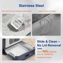 Marchul Stainless Steel Cat Litter Box with Lid & Drawer, Adjustable Front Entry Top Exit Kitty Box, Large Metal Covered Litter Box with Scoop & Litter Mat, Dark Gray