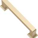 Alzassbg 10 Pack Brushed Gold Cabinet Pulls, 3-3/4 Inch(96mm) Hole Centers Cabinet Handles Square Kitchen Hardware for Cabinets AL3046BG