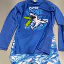 TFJH E Boys Bathing Suit Set Long Sleeve Rash Guard Swimwear UPF 50+ Swimming Suit, Royblue Shark 6A