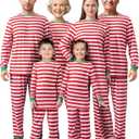 QUNISY Family Pajamas Christmas Matching Sets Xmas Family Pjs Set Couple Holiday Jammies Women/Men Festival Sleepwear Adult (Large, Red Stripes)