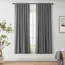 Joywell Dark Grey Linen Blackout Curtains 72 inch Long Room Darkening Curtains for Bedroom Living Room Back Tab Black Out Drapes for Nursery Thermal Insulated Sliding Door Curtain 52x72,Gray