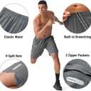 Athletic Running Shorts for Men 7" Lightweight Quick Dry Gym Shorts with Zipper Pockets for Casual, Workout, Travel (Gray, XL)