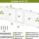 Clear Acrylic Extra Wide Baby Gate and Dog Gate, 67-75 in Wide Clear panel keeps rooms visually open while creating an indoor boundary for babies and dogs; pressure mounted, no drilling, 30.5"Tall, 67”-75“Wide