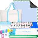 179 Pcs Complete American Mahjong Tiles Set with Bags, Blue Canvas