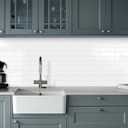 Plain White Peel and Stick Backsplash Tile Rectangle Subway Self Adhesive Wall Tiles for Kitchen (10-Sheet,12"x12")