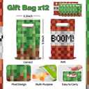 120 PCS Party Favors for Pixel Theme Birthday Party Supplies, Goodie Bag Stuffers Favors includes 50 Stickers, 12 Gift Bags,12 Wristbands,12 Keychains,10 Sword Foil Balloons,12 masks,12 Mini Notepads.