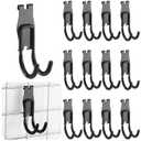 Duraaamo 12 Pack Gridwall Utility Hooks and Hangers Heavy Duty Gridwall Hanging Hooks Grid Wall Picture Holder Black Display Holder for Shop Retail Garage Storage Wall Panel Accessories (J Shape)