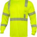GLIMMR Hi Vis Hoodie Safety Reflective High Visibility Long Sleeve T Shirts with Hood for Men Class 3 Construction Workwear (XX-Large, Yellow)