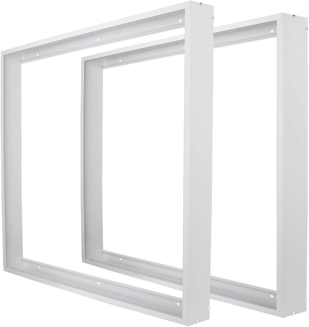 2x2FT Surface Mount Kit, 2 Set Aluminium Surface Mounting Bracket Kit, 2' by 2' Ceiling Mount Frame, for 24"x24" LED Flat Panel Light, Drop Ceiling Troffer Light Fixtures (Pack of 2)