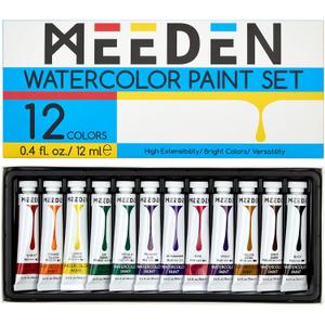 MEEDEN Watercolor Paint Tubes Set - 12 x 12ml (0.4 oz) Colors Painting Set Art Supplies - Non Toxic Water Color Paint for Adults Beginners Students