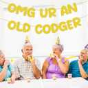 2 x
OMG UR AN OLD CODGER Banner, Pre-Strung Glitter Gold Birthday Banner, Funny Birthday Party Decorations for Fart Geezer, Happy Bday Supplies