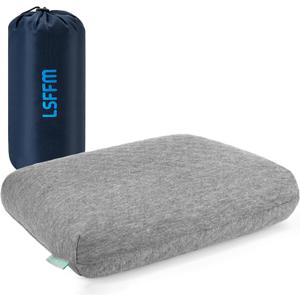 Memory Foam Travel Pillow 9.8"x15.7" Compact Camping Pillow, Stable & Supportive, Washable Double-Layer Cover with Carry Bag, for Airplane Car Hiking (Grey)