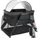 Lilian&Gema 2-in-1 Travel Crib, Portable Crib with Backpack, Lightweight Baby Travel Playpen, Foldable Play Yard with Thick Mattress for Babies & Toddlers, Baby Travel Essential (Black)
