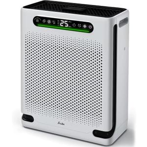 Air Purifiers for Home Large Room Up to 2600 Ft, HEPA Air Purifier with Washable Filter & Air Quality Display, Powerful Turbo Mode Air Cleaner for Pet Hair Odors Smoke Dust, HAP605 (Silver White)