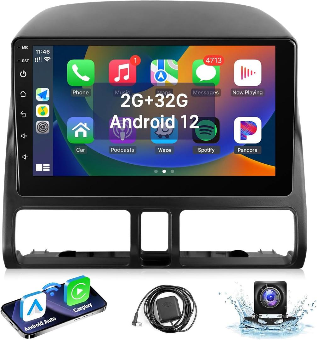 Leadfan Android Car Stereo Radio for Honda CRV 2002 2003 2004 2005 2006 with Wireless Carplay Android Auto 9'' Touch Screen in-Dash Bluetooth WiFi GPS Navigation Unit Mirror Link SWC Backup Camera