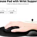 EooCoo Ergonomic Mouse Pad with Wrist Support, Mousepad with Memory Foam Wrist Rest and Non-Slip Base for Computer, Cafe, Home & Office, 9.64 x 8.26 in Office Desk Accessories (Black)