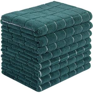 Microfiber Dish Towels - Soft, Super Absorbent and Lint Free Kitchen Towels - 8 Pack (Lattice Designed Green Colors) - 26 x 18 Inch (Dark Green)