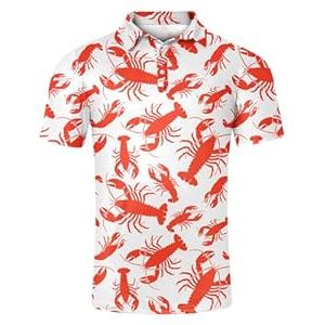 uideazone Mens Polo Shirts Dry Fit Performance Moisture Wicking Funny Golf Shirt Short Sleeve Red Lobster L