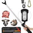 Cattle Prod Rechargeable with Led Light, Waterproof Cattle Prod Stick, Retractable Cattle Prod Self Defense, Lightweight Pig Cattle Prod Livestock, Cow Prod, Electric Cattle Prod, 37 Inch, Black