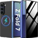 for Samsung Galaxy Z Fold 7 Magnetic Case with Privacy Screen Protector [Compatible with Magsafe],Ultra Thin Anti Yellowing Scratch Resistant Bumper Cover for Galaxy Z Fold 7 2025,Black