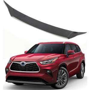 Hood Shield Protector for 2020-2025 Toyota Highlander Accessories, Carbon Fiber Bug Guard Deflector Exterior Front Grille Hood Cover Front Bumper Spoiler Hood Bonnet Deflector for Highlander