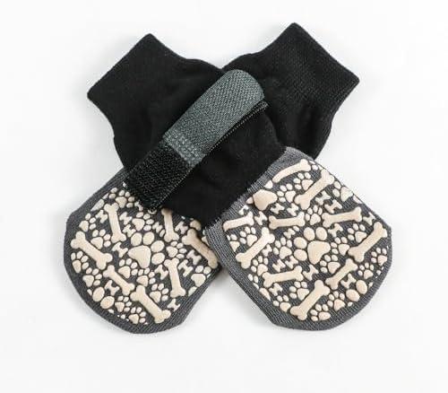 Anti-Slip Dog Socks for Hardwood Floors, Paw Protectors for Dogs,Adjustable Non-Slip Dog Shoes with Traction Sole, Breathable & Washable Paw Protection for Indoor Outdoor Use M 4 Socks