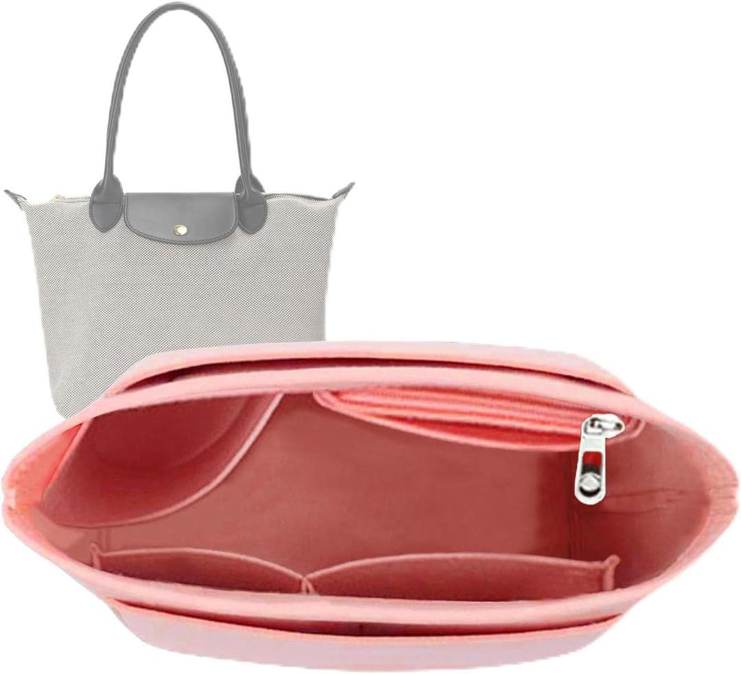 Lckaey Purse Organizer For Longchamp Bag Insert Organizer Tote Insert Large Handbag Organizer Inserts Large Bag Best1032pink-L