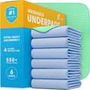 GREEN LIFESTYLE Washable Underpads - Heavy Absorbency Reusable Bedwetting Incontinence Pads for Kids, Adults, Elderly, and Pets - Toddler Mattress Pads for Bed, Sofa, Couch, Floor (Pack of 6 - 34x36)