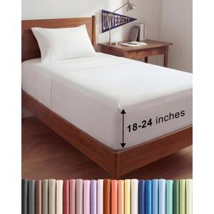 Extra Deep Twin XL Sheet Set - 3 Piece Breathable & Cooling Bed Sheets - Easily Fits 18 to 24 inch Mattress - Ultra Soft, Wrinkle & Fade Free w/ Extra Deep Pockets - Comfy Hotel Luxury Bedding - White