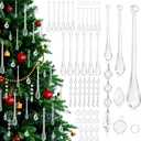 210 Pcs Christmas Tree Decoration Crystal Ornaments 6 Styles Clear Acrylic Hanging Teardrop Chandelier Garland Pendant Xmas Party Home Ornaments