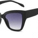 Oversized Cat Eye Sunglasses for Women Fashion Big Cateye Frame Sunnies Trendy UV400 Black Shades (A1 Black/Grey Gradient)