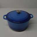 Mueller 6qt Enameled Cast Iron Dutch Oven, Heavy-Duty Casserole and Braiser Pan with Lid and Knob, Safe for All Cooktops, Aqua Blue