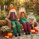 2 Pack 60" Large Scarecrow Thanksgiving Fall Sitting Scarecrow, Lovely