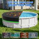 24ft Round Pool Cover, 420D Heavy Duty Above Ground Pool Cover with Sturdy Strap Ratchet Tensioner & Reflective Handles, Enhance Windproof, Side Seamless Tear Resistant, Weather Protection